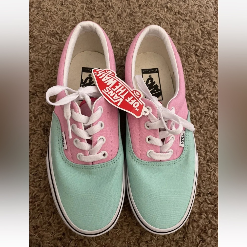 NEW Vans Custom Old Skool Shoes Pink Mint Green Mens 5.5 Wms 7